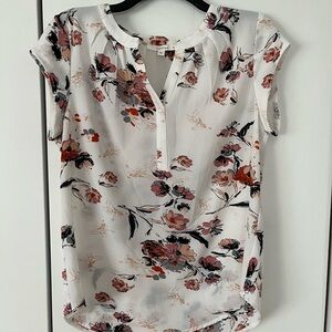 Floral Print Women's Top - White and Pink